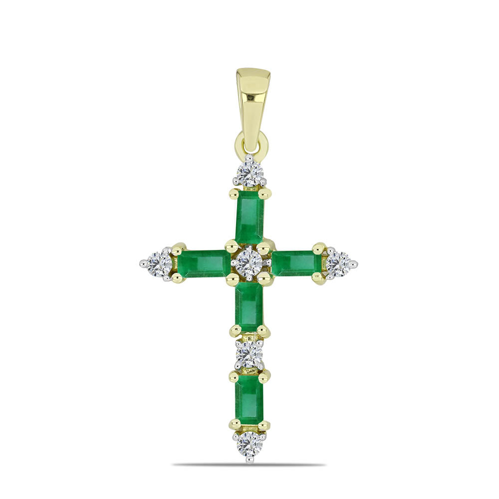 Goldplattierter Silberanhänger mit sambischem Smaragd und weißem Topas 1 