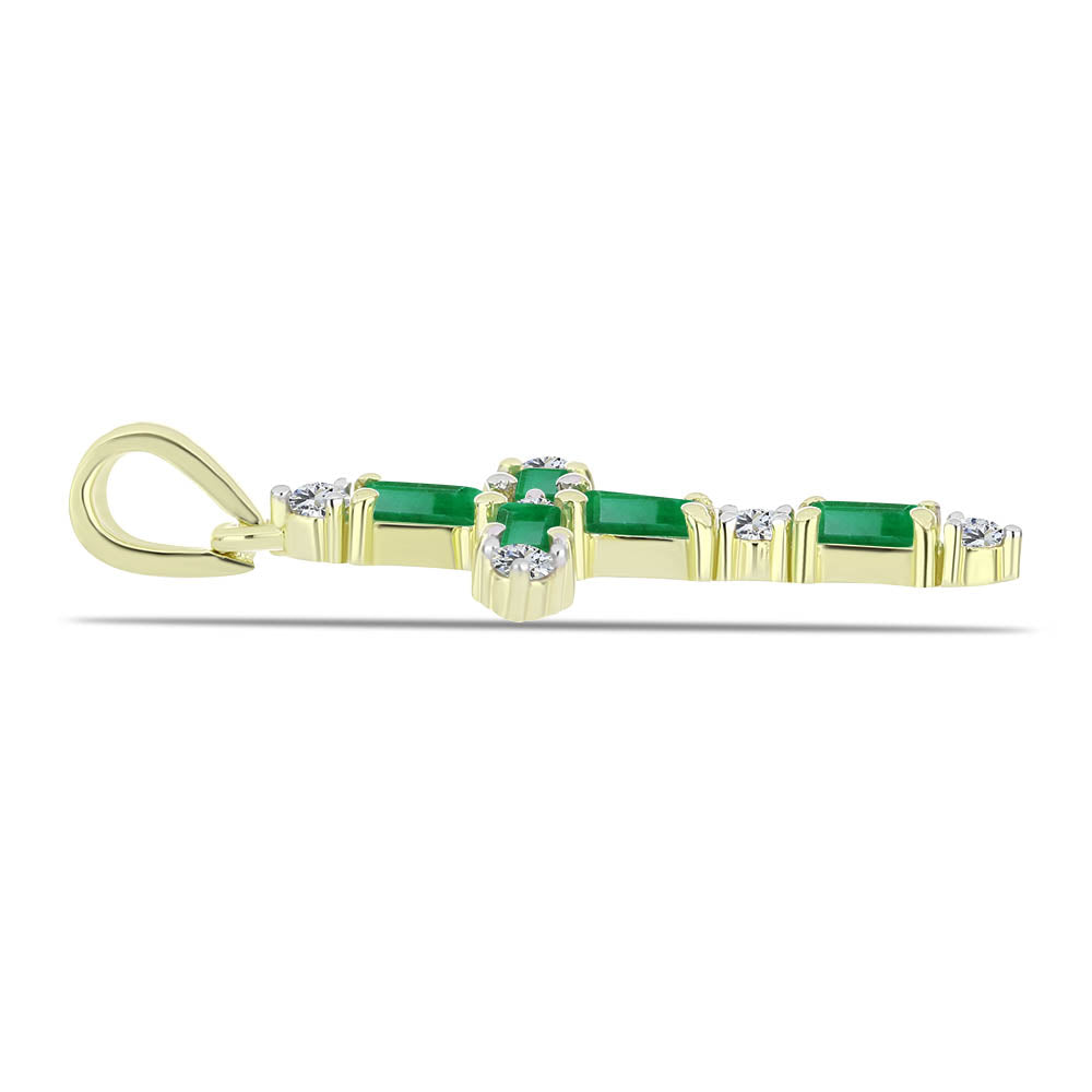 Goldplattierter Silberanhänger mit sambischem Smaragd und weißem Topas