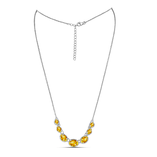 Silberhalskette mit Zitrin aus dem Ural