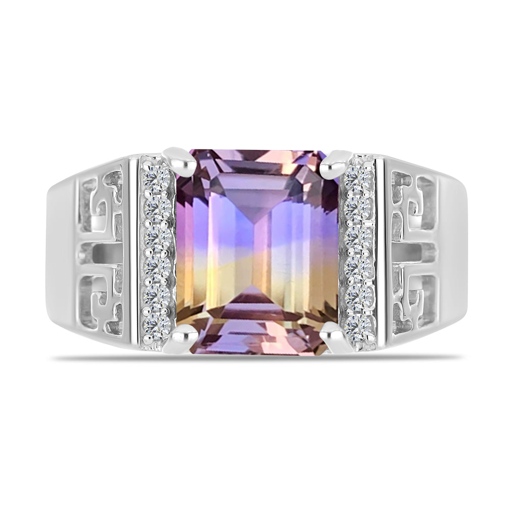 Silberring mit Anahi Ametrin und weißem Topas 1 