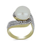 Goldplattierter Silberring mit weißer Süßwasserperle und weißem Topas