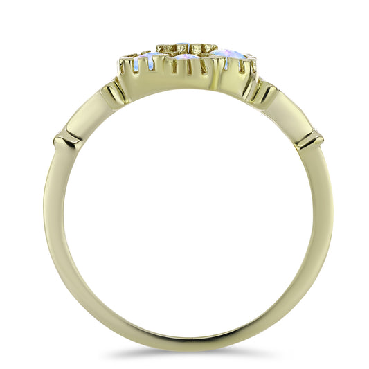 Goldplattierter Silberring mit Regenbogenmondstein