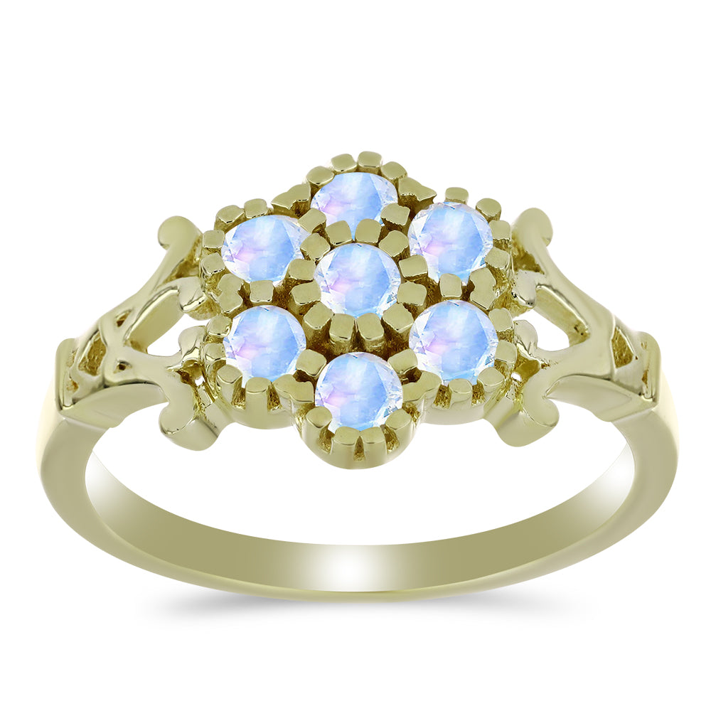 Goldplattierter Silberring mit Regenbogenmondstein 3 