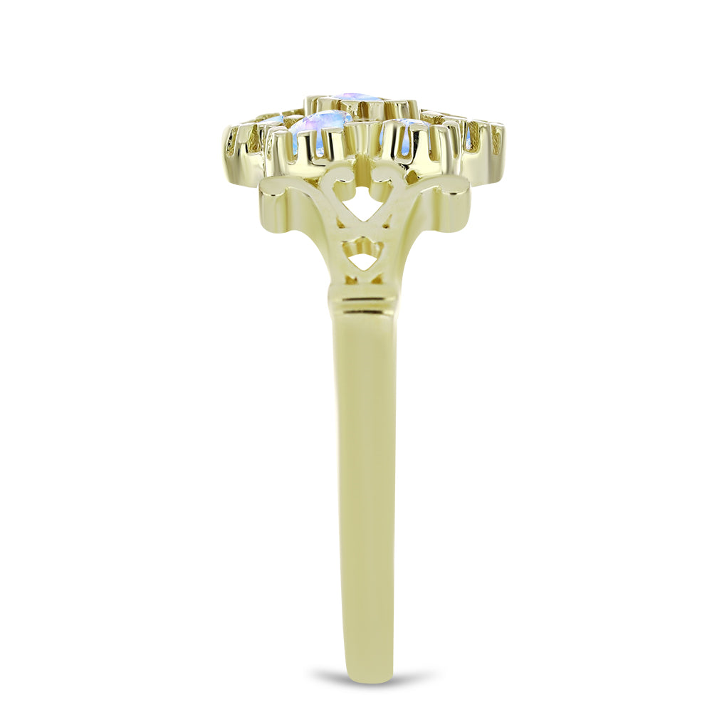 Goldplattierter Silberring mit Regenbogenmondstein 4 