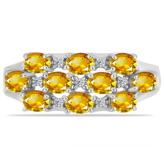 Silberring mit Zitrin aus dem Ural und weißem Topas