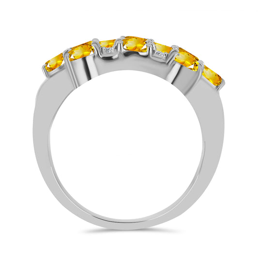 Silberring mit Zitrin aus dem Ural und weißem Topas