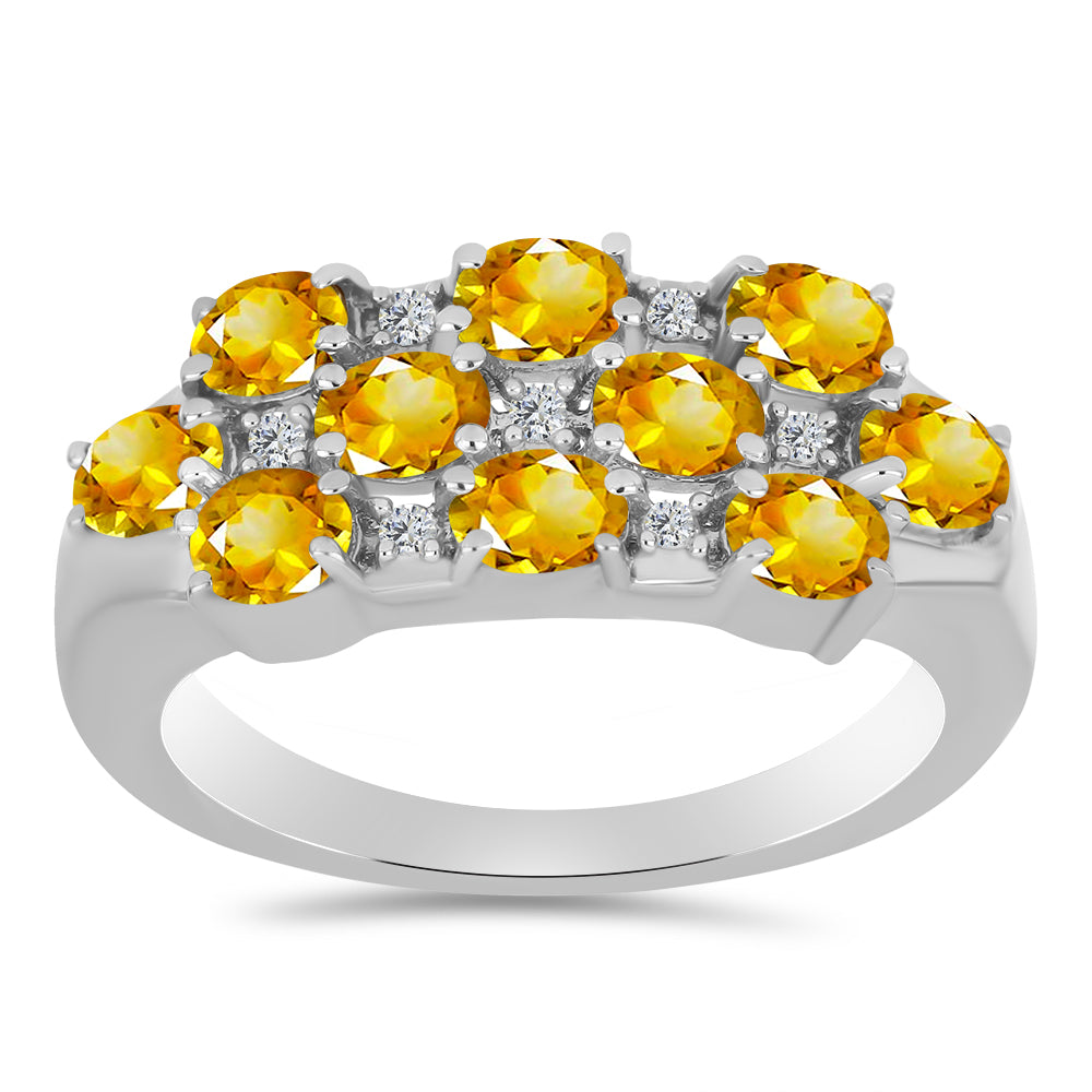 Silberring mit Zitrin aus dem Ural und weißem Topas 3 