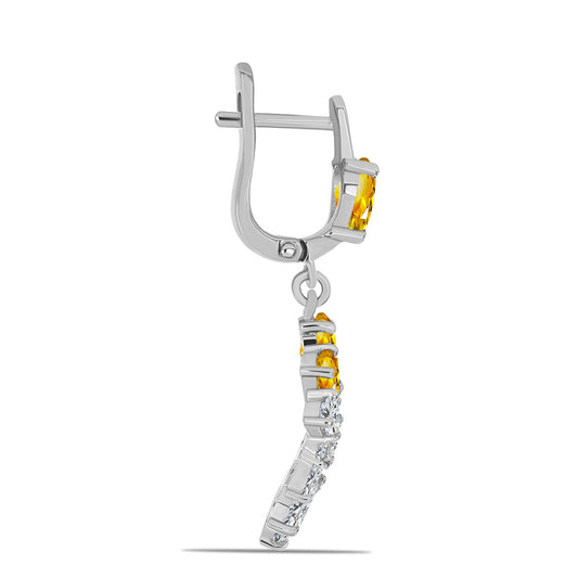 Silberohrringe mit Zitrin aus dem Ural und weißem Topas