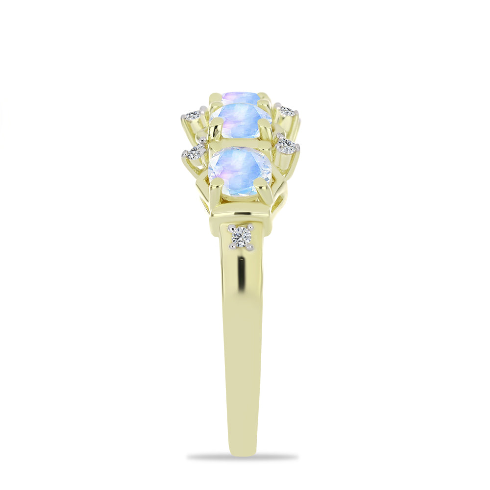 Goldplattierter Silberring mit Regenbogenmondstein und weißem Topas 4 