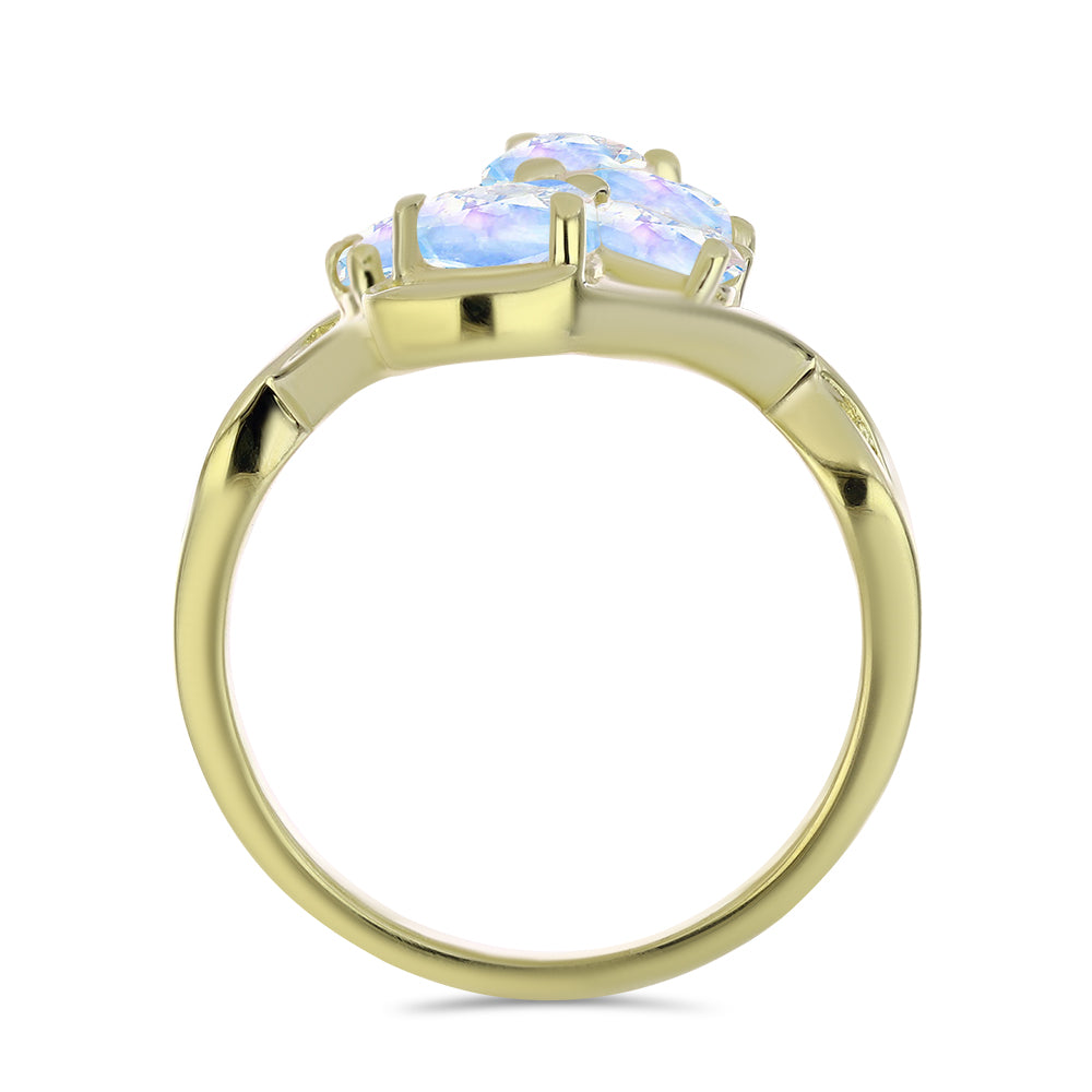 Goldplattierter Silberring mit Regenbogenmondstein 2 