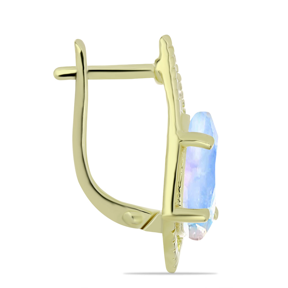 Goldplattierte Silberohrringe mit Regenbogenmondstein 2 
