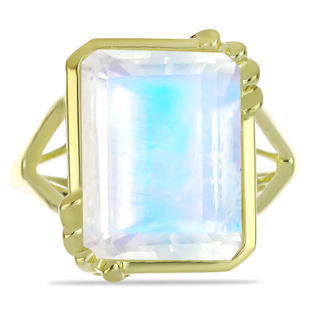 Goldplattierter Silberring mit Regenbogenmondstein 1 