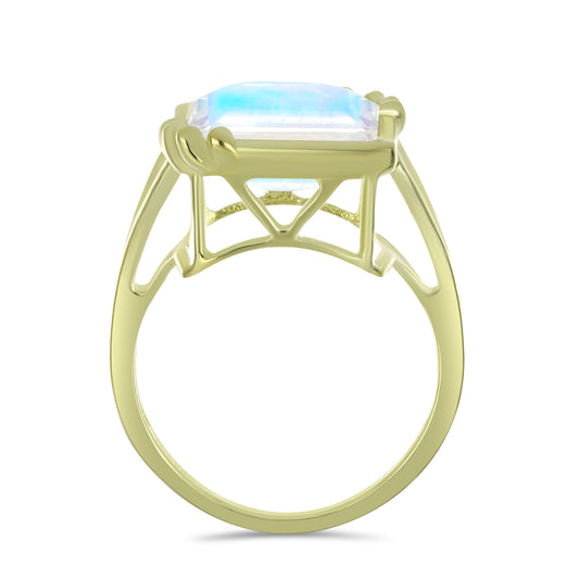 Goldplattierter Silberring mit Regenbogenmondstein