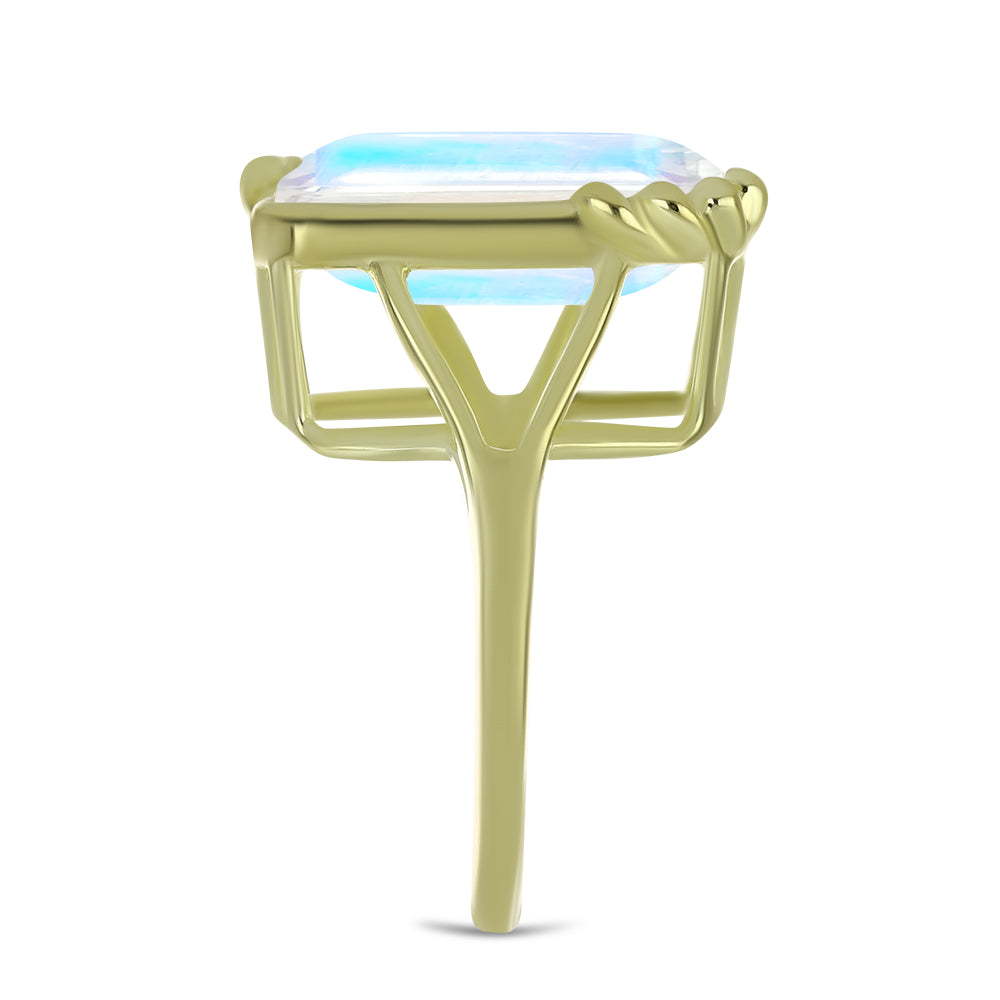 Goldplattierter Silberring mit Regenbogenmondstein 4 