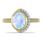 Goldplattierter Silberring mit Regenbogenmondstein und weißem Topas