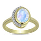 Goldplattierter Silberring mit Regenbogenmondstein und weißem Topas