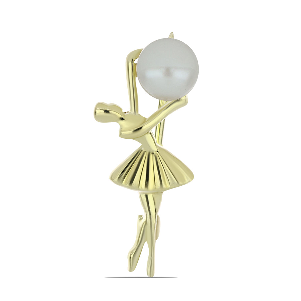 Goldplattierte Silberbrosche mit weißer Süßwasserperle 1 