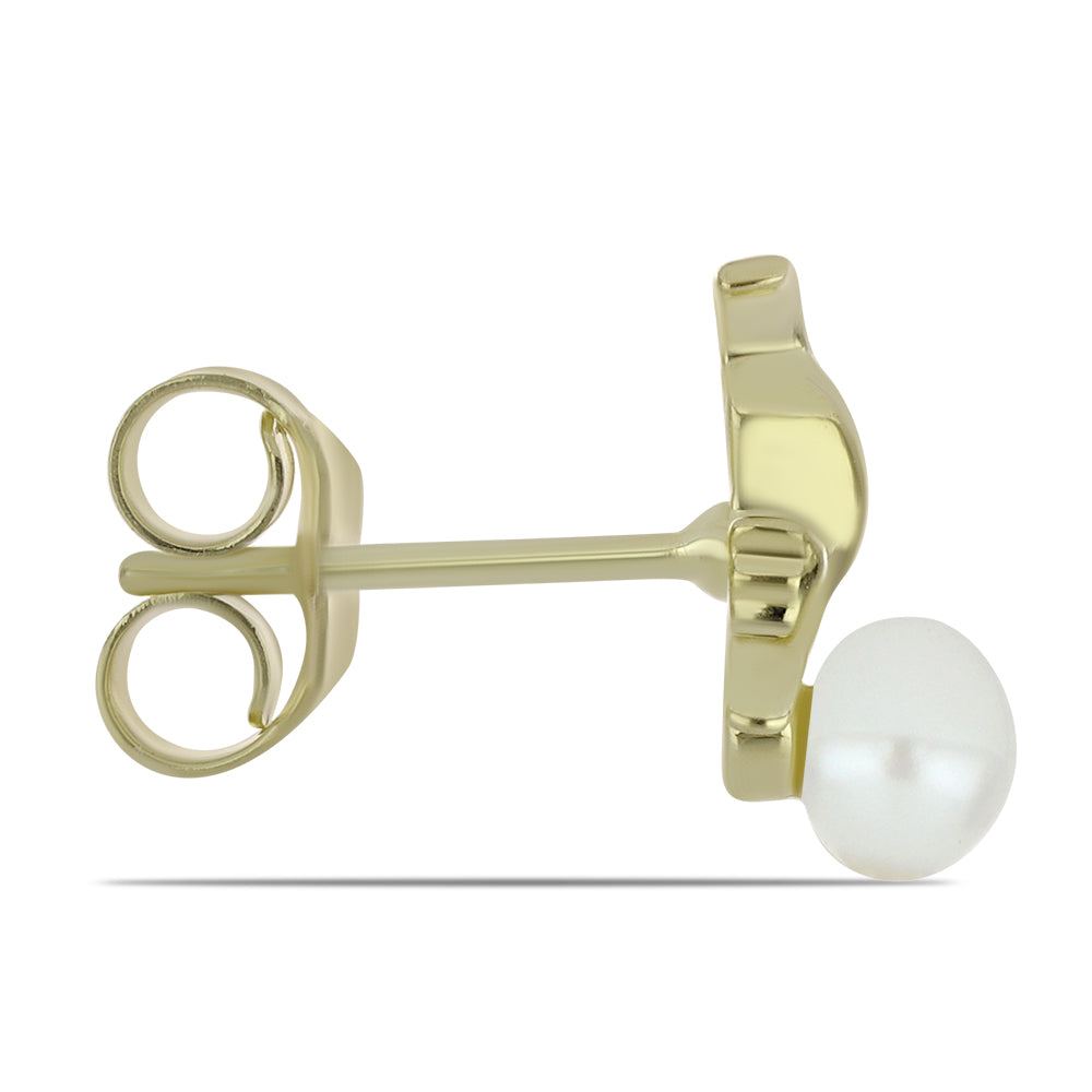 Goldplattierte Silberohrringe mit weißer Süßwasserperle 2 