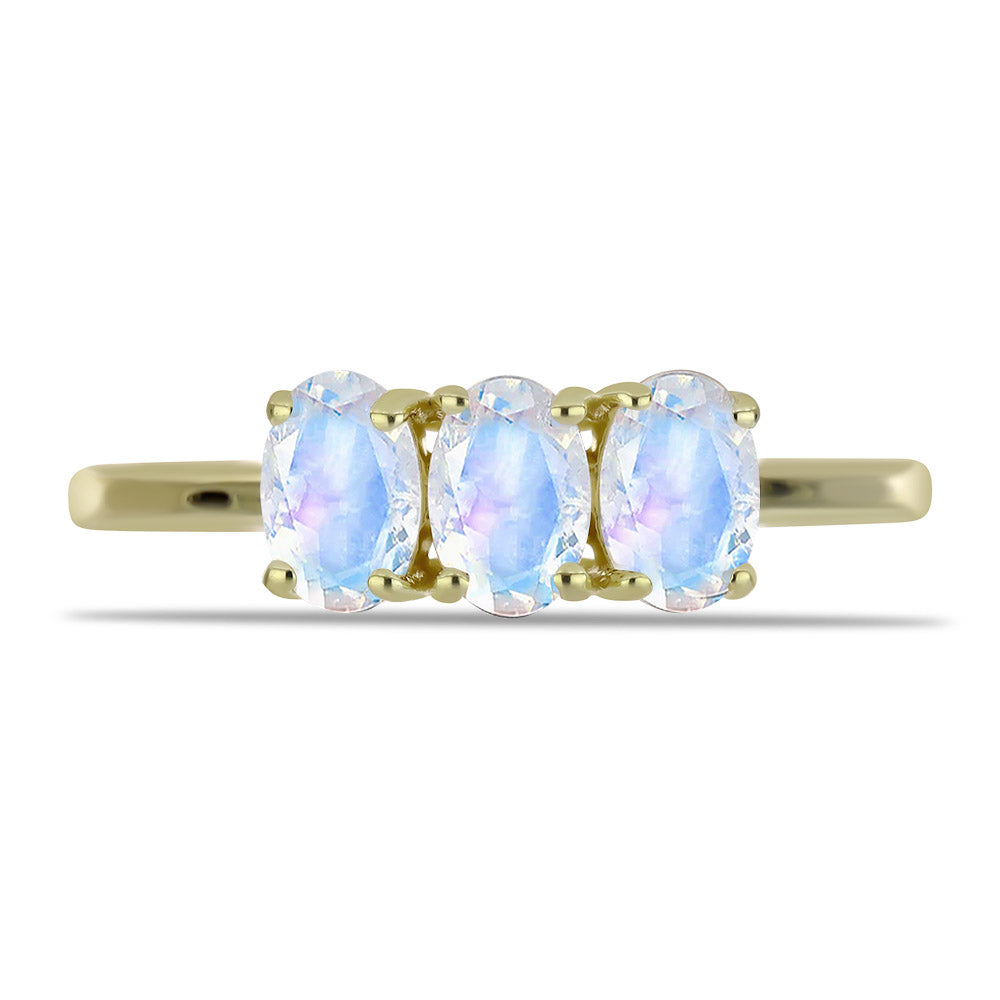 Goldplattierter Silberring mit Regenbogenmondstein 1 