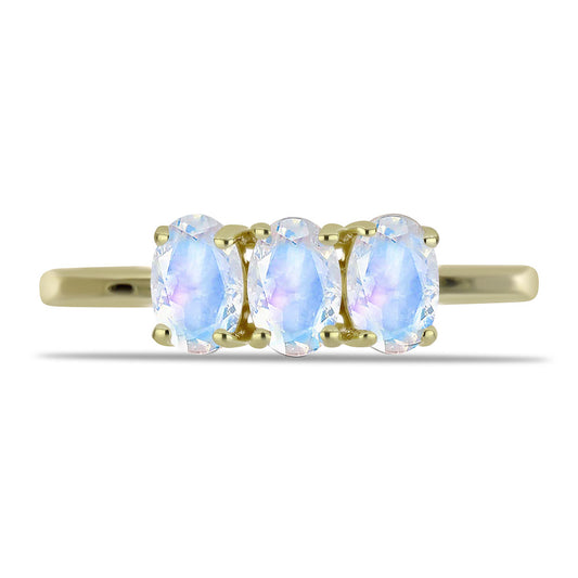 Goldplattierter Silberring mit Regenbogenmondstein