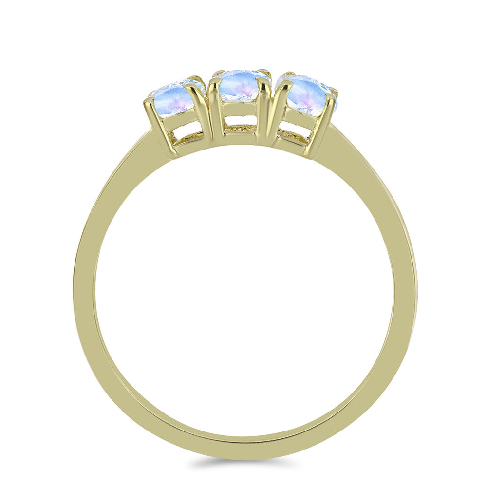 Goldplattierter Silberring mit Regenbogenmondstein 2 