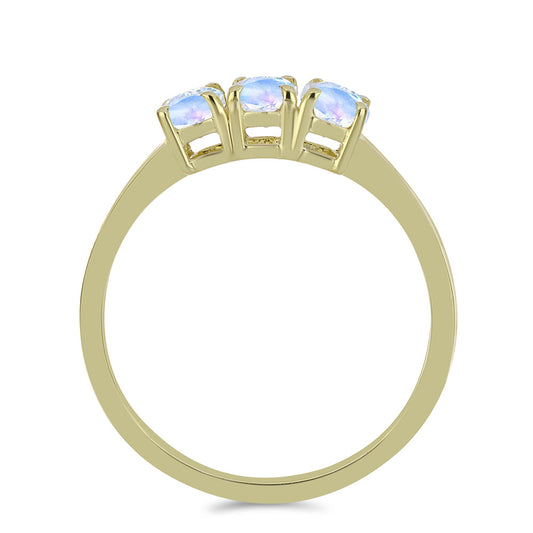 Goldplattierter Silberring mit Regenbogenmondstein