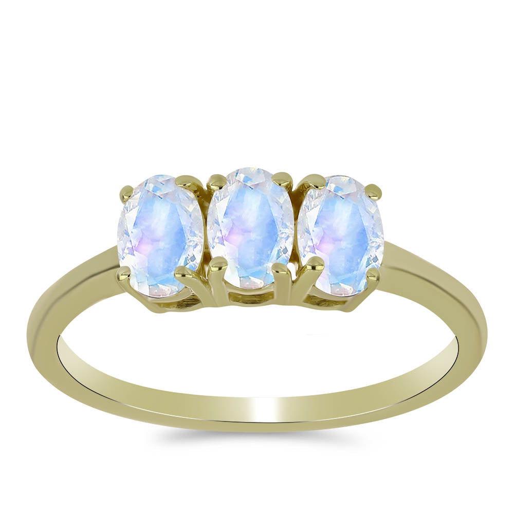 Goldplattierter Silberring mit Regenbogenmondstein 3 