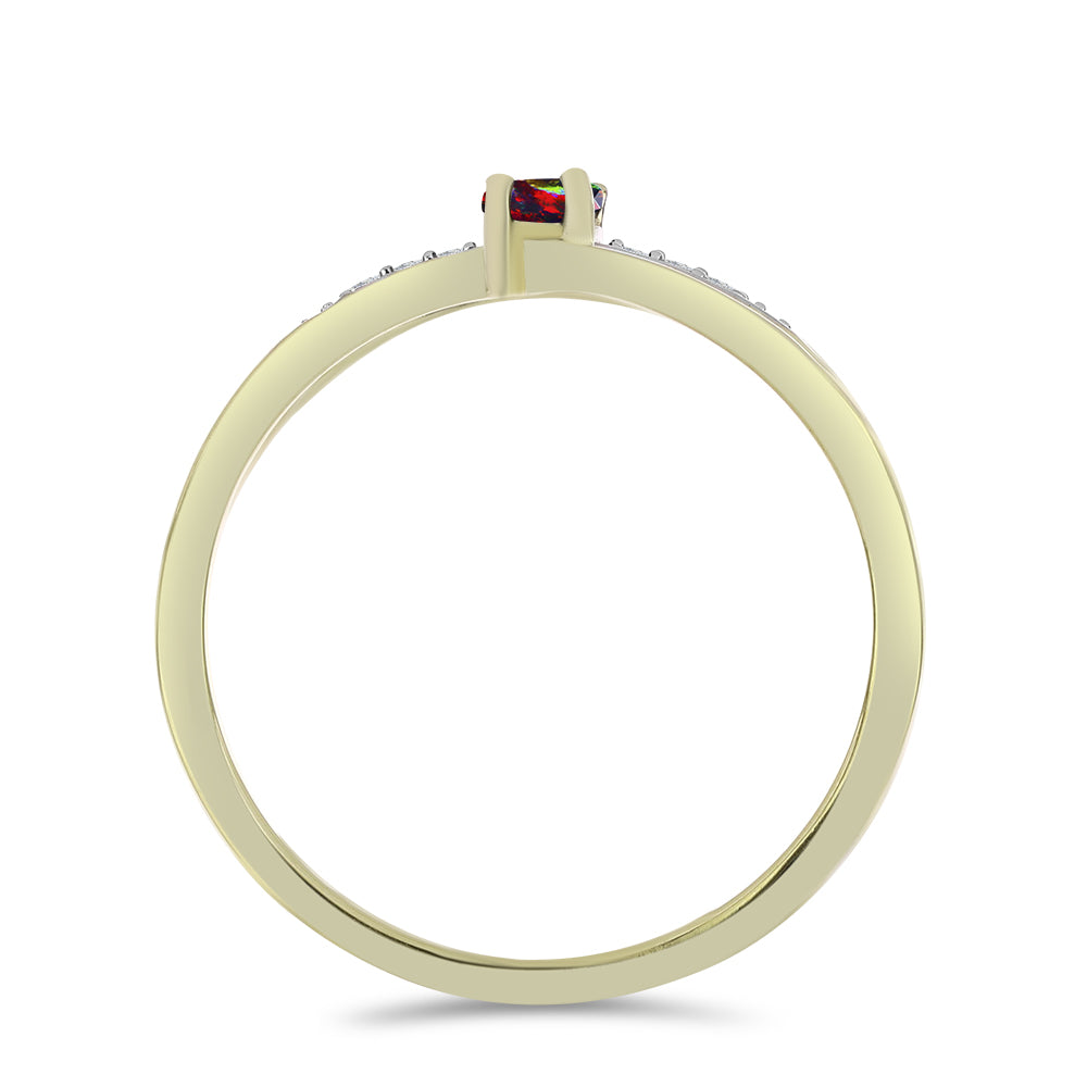 Goldplattierter Silberring mit mitternachtsschwarzem äthiopischen Opal aus Lega Dembi und weißem Topas