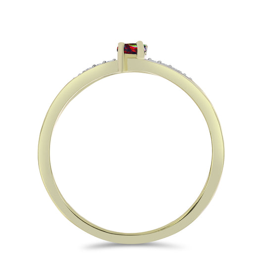 Goldplattierter Silberring mit mitternachtsschwarzem äthiopischen Opal aus Lega Dembi und weißem Topas