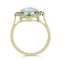 Goldplattierter Silberring mit Regenbogenmondstein und brasilianischem Smaragd