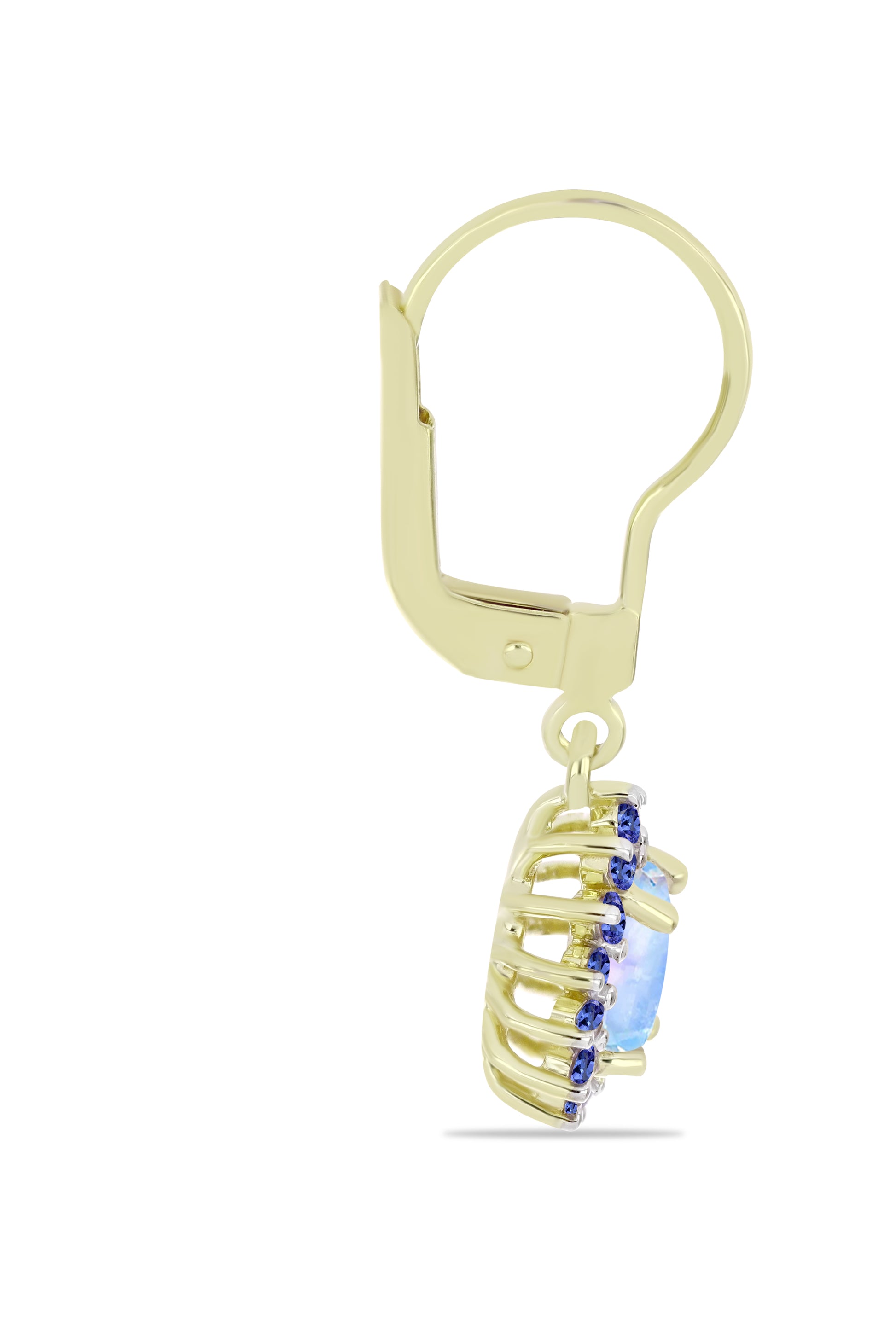 Goldplattierte Silberohrringe mit Regenbogenmondstein und Tansanit 2 