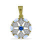 Goldplattierter Silberanhänger mit Regenbogenmondstein und australischem blauem Saphir