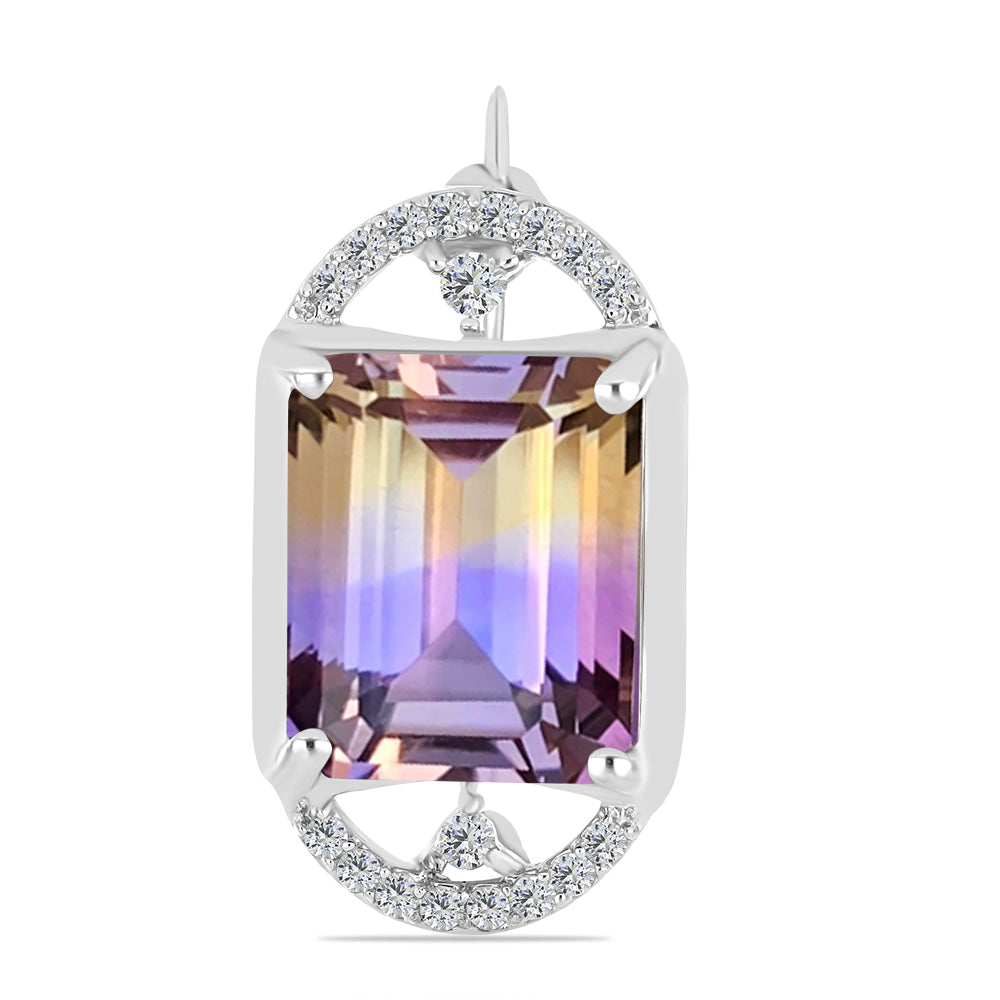 Silberbrosche mit Anahi Ametrin und weißem Topas 1 