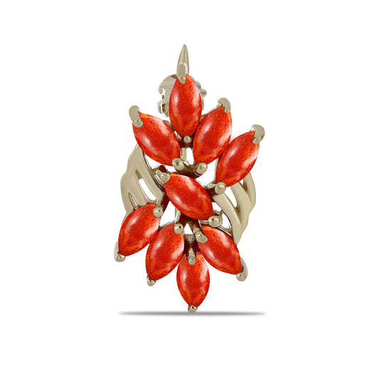 Goldplattierte Silberbrosche mit roter Schwammkoralle