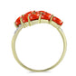 Goldplattierter Silberring mit roter Schwammkoralle und weißem Topas