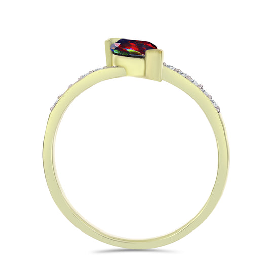 Goldplattierter Silberring mit mitternachtsschwarzem äthiopischen Opal aus Lega Dembi und weißem Topas