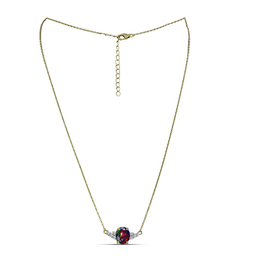 Goldplattierte Silberhalskette mit mitternachtsschwarzem äthiopischen Opal aus Lega Dembi und weißem Topas