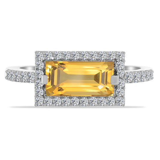 Silberring mit Zitrin aus dem Ural und weißem Topas