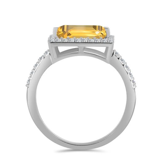 Silberring mit Zitrin aus dem Ural und weißem Topas