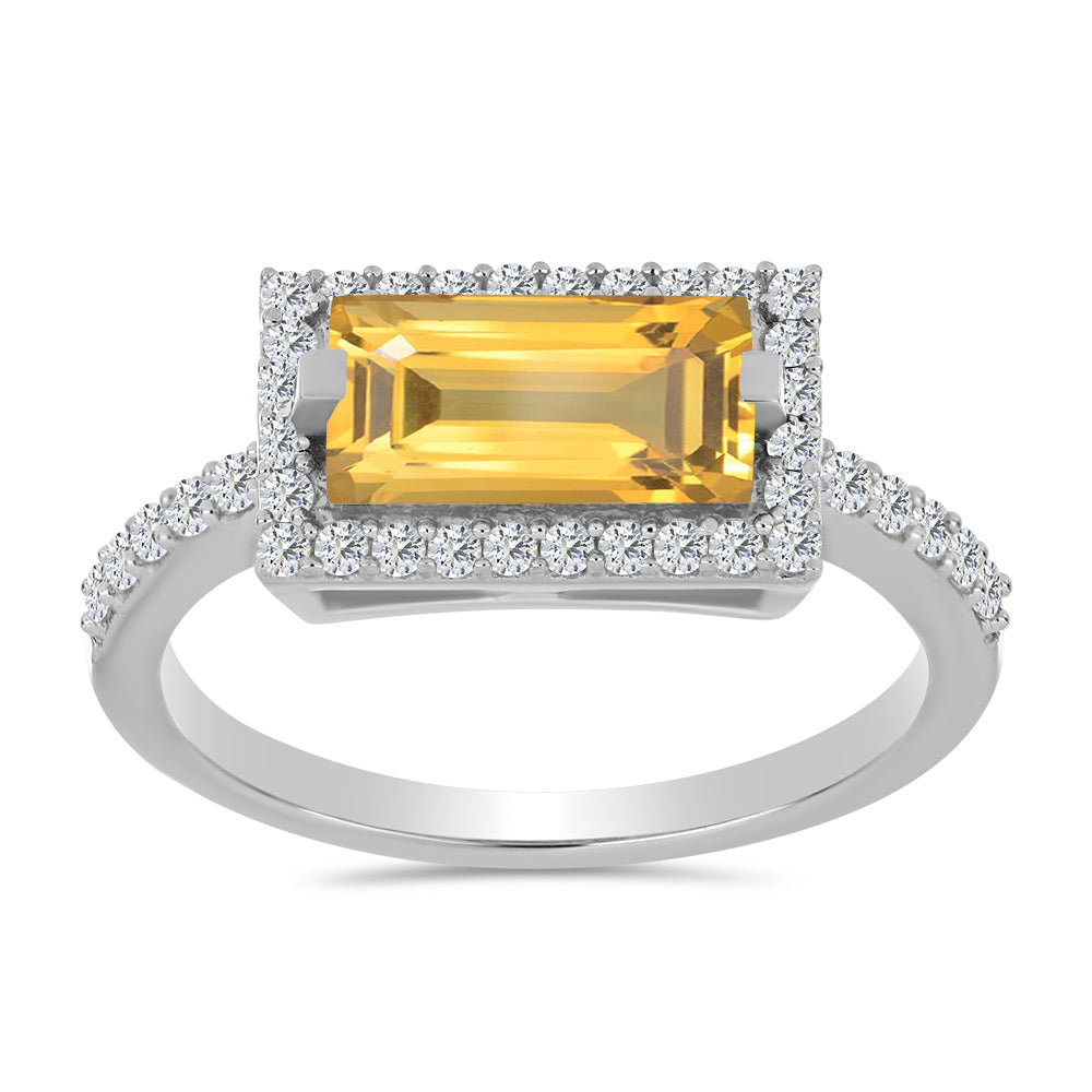 Silberring mit Zitrin aus dem Ural und weißem Topas