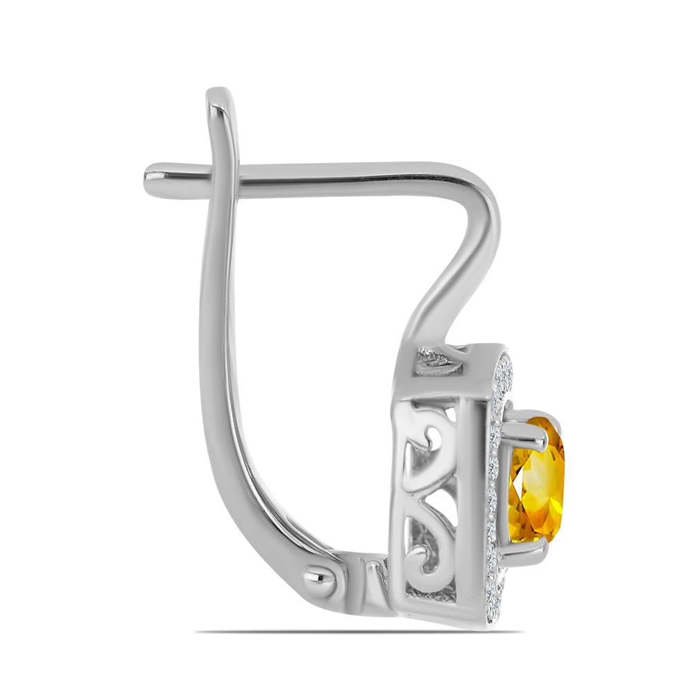Silberohrringe mit Zitrin aus dem Ural und weißem Topas 2 