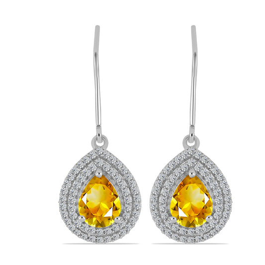 Silberohrringe mit Zitrin aus dem Ural und weißem Topas