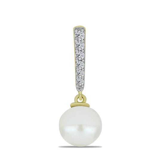 Goldplattierter Silberanhänger mit weißer Süßwasserperle und weißem Topas