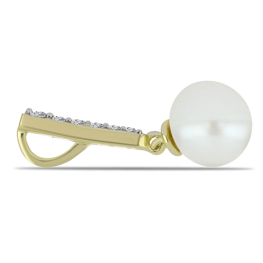 Goldplattierter Silberanhänger mit weißer Süßwasserperle und weißem Topas 2 