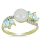 Goldplattierter Silberring mit weißer Süßwasserperle und Aquamarin