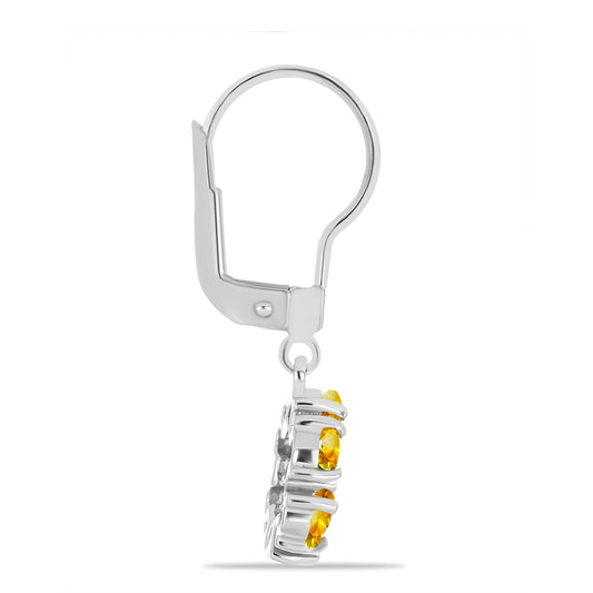 Silberohrringe mit Zitrin aus dem Ural und weißem Topas