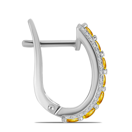 Silberohrringe mit Zitrin aus dem Ural und weißem Topas