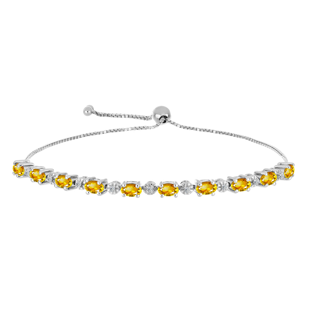 Silberarmband mit Zitrin aus dem Ural und weißem Topas 1 