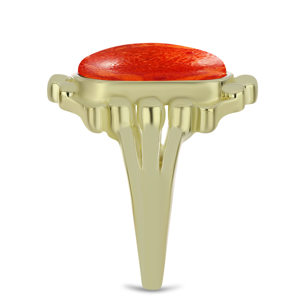 Goldplattierter Silberring mit roter Schwammkoralle