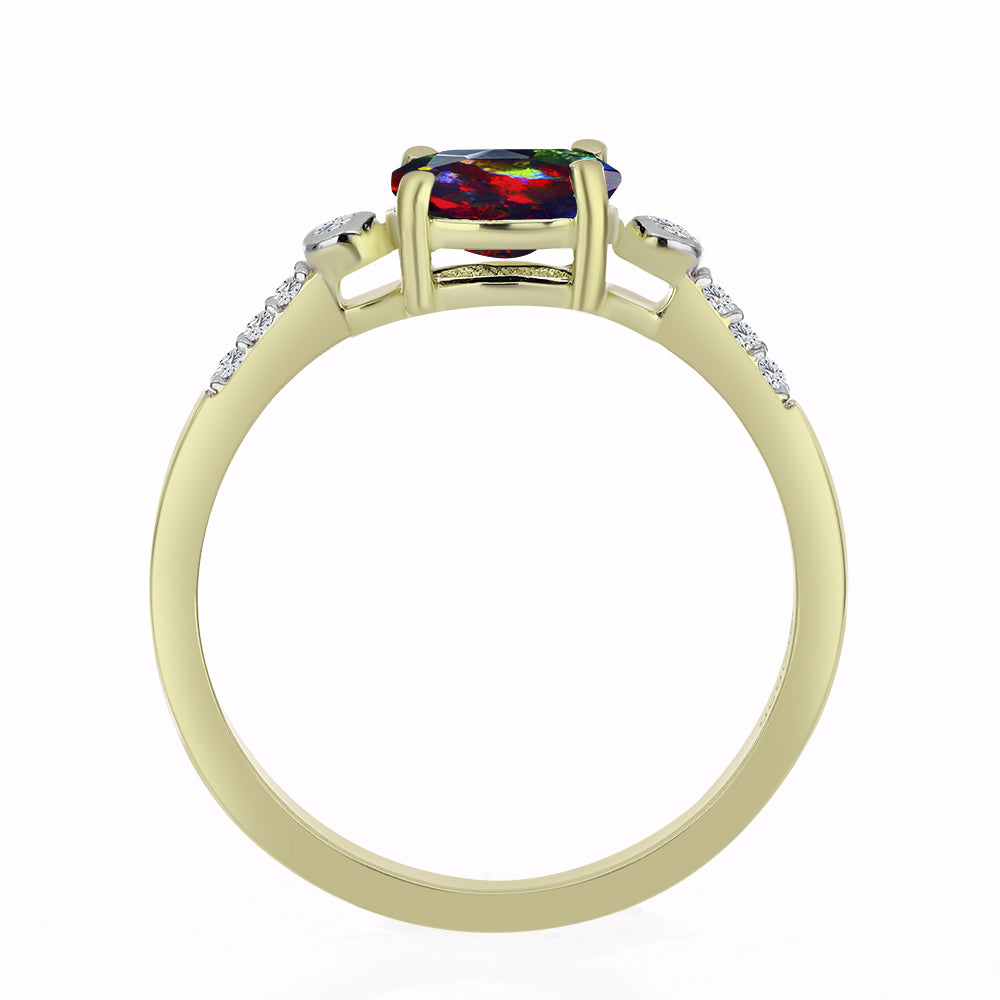 Goldplattierter Silberring mit mitternachtsschwarzem äthiopischen Opal aus Lega Dembi und weißem Topas